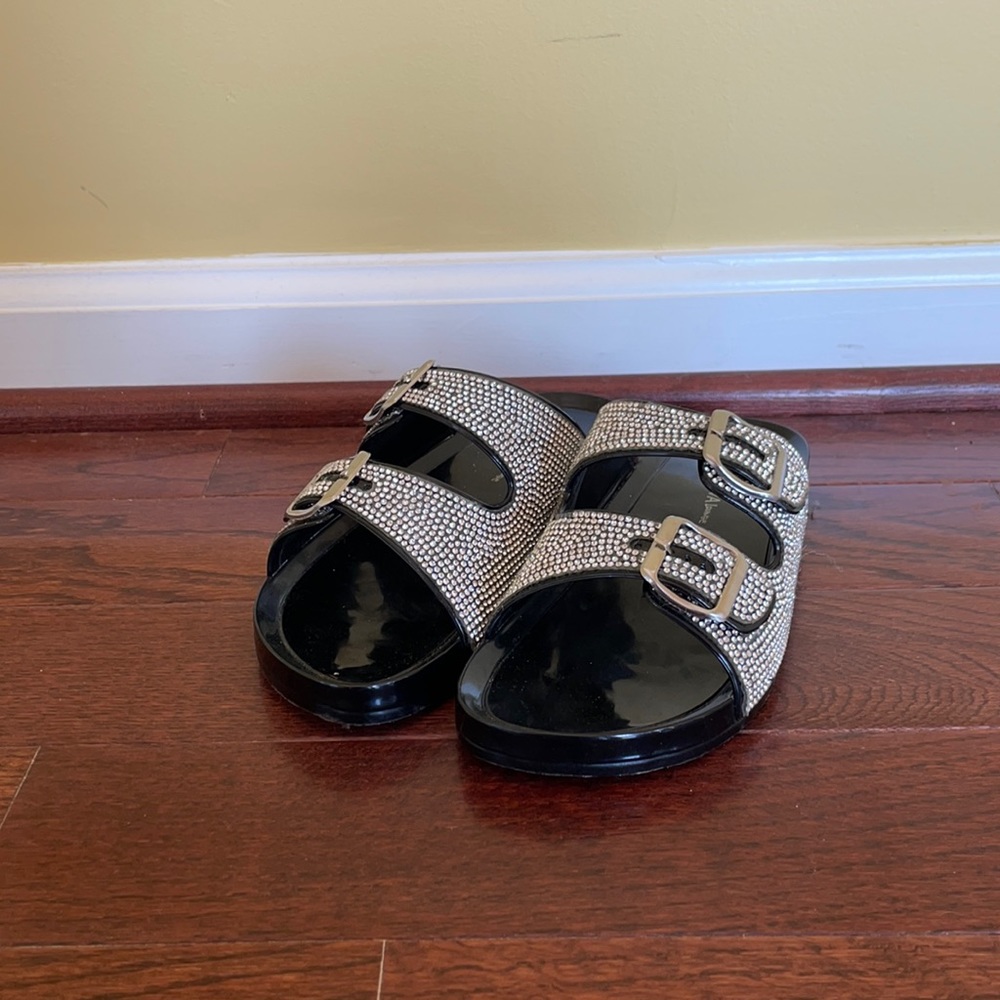 Black and silver kids sandals